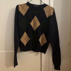 Brandy Melville Wool-Blend Argyle Sweater